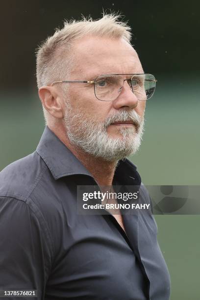 S head coach Thorsten Fink pictured during a friendly soccer match between KVC Westerlo and Sint-Truiden VV, Saturday 01 July 2023 in Westerlo, in...