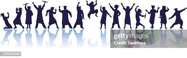 graduates partying - guy dancing white background stock illustrations