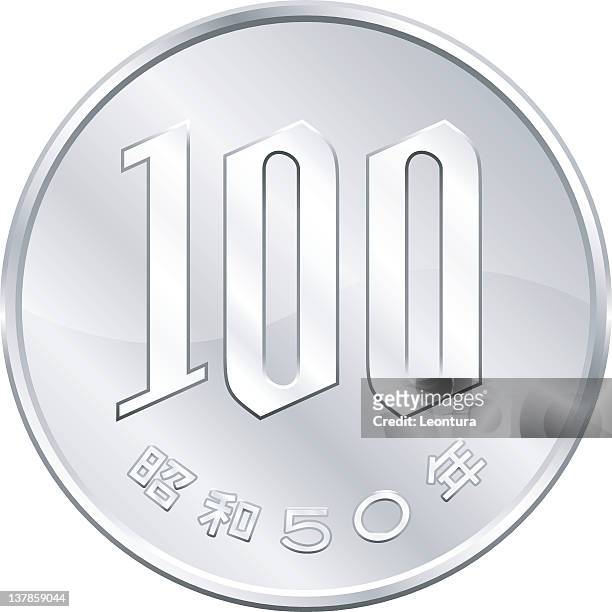 illustrazioni stock, clip art, cartoni animati e icone di tendenza di 100 yen moneta - yen symbol