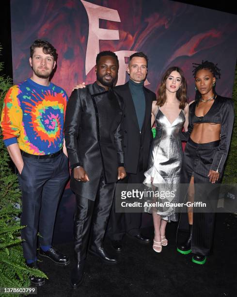 Brett Dier, Dayo Okeniyi, Sebastian Stan, Daisy Edgar-Jones and Jojo T. Gibbs attend "Fresh" Premiere and Mixer at Hollywood American Legion on March...