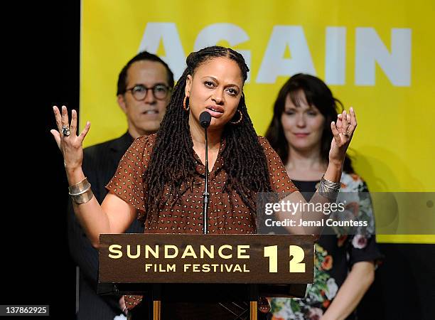 Winner of The Directing Award: Dramatic, Ava DuVernay speaks onstage at the Awards Night Ceremony during the 2012 Sundance Film Festival at the Basin...