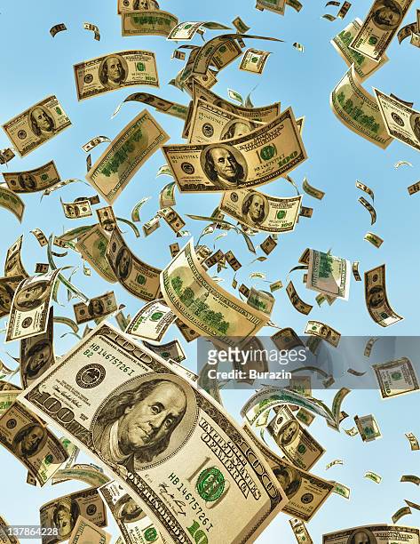 money falling from the sky - raining money foto e immagini stock