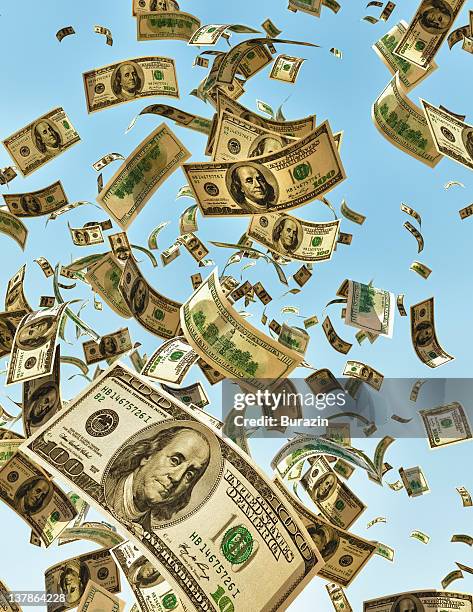 money falling from the sky - raining money stockfoto's en -beelden