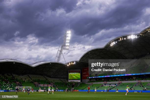 General view during the round 14 A-League Women's match between Melbourne Victory and Canberra United at AAMI Park, on March 04 in Melbourne,...