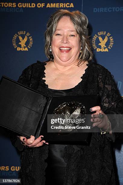 Actress Kathy Bates poses in the press room during the 64th Annual Directors Guild Of America Awards at the Grand Ballroom at Hollywood & Highland...