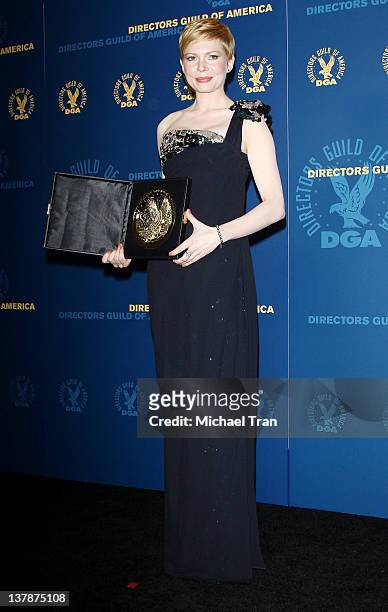 Michelle Williams attends the 64th Annual DGA Awards - press room held at the Grand Ballroom at Hollywood & Highland Center on January 28, 2012 in...