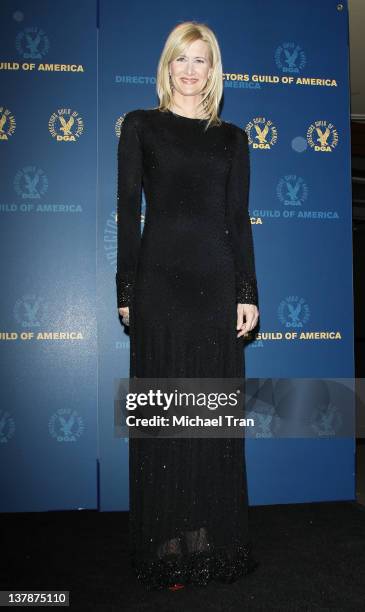 Laura Dern attends the 64th Annual DGA Awards - press room held at the Grand Ballroom at Hollywood & Highland Center on January 28, 2012 in...