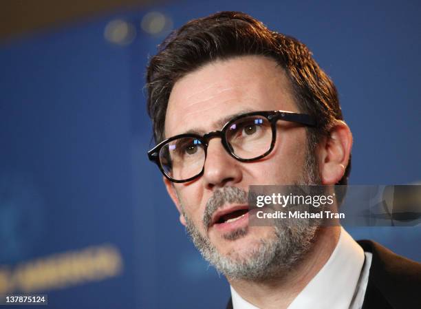 Michel Hazanavicius attends the 64th Annual DGA Awards - press room held at the Grand Ballroom at Hollywood & Highland Center on January 28, 2012 in...