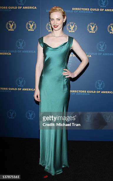 Deborah Ann Woll attends the 64th Annual DGA Awards - press room held at the Grand Ballroom at Hollywood & Highland Center on January 28, 2012 in...