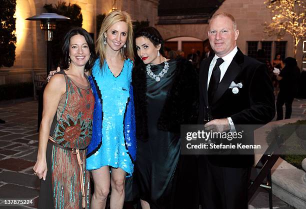 Amber Mullens, Lindsay Berger Sacks, Lauri Firstenberg and Chistopher Mullens attend LAXART Ball OF Artists Event at Greystone Mansion on January 28,...