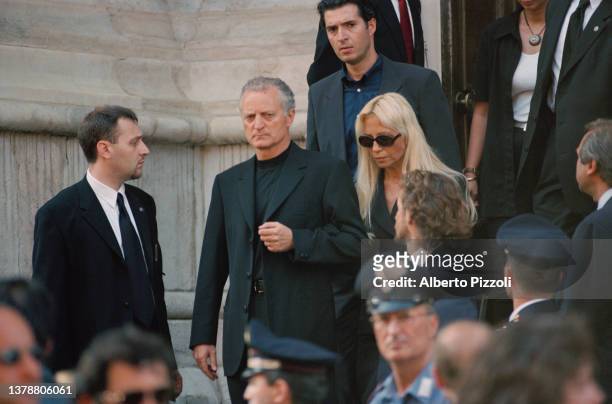 Santo and Donatella Versace attends the last tribute to Italian fashion designer Gianni Versace at Milan Cathedral . | Location: Milan Italy.