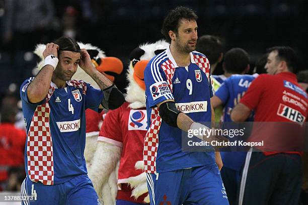 Ivano Balic and Igor Vori Igor Vori look thoughtful after the Men's European Handball Championship bronze medal match between Croatia and Spain at...