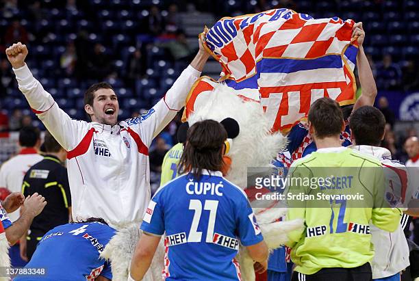 Players of Croatia celebrates victory against Spain during the Men's European Handball Championship 2012 Bronze medal match between Croatia and Spain...