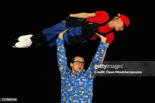 Tatiana Volosazhar and Maxim Trankov of Russia in action during the Exhibition Galla during the ISU European Figure Skating Championships at...