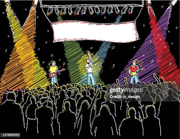 rock concert and crowd - big band stage stock illustrations