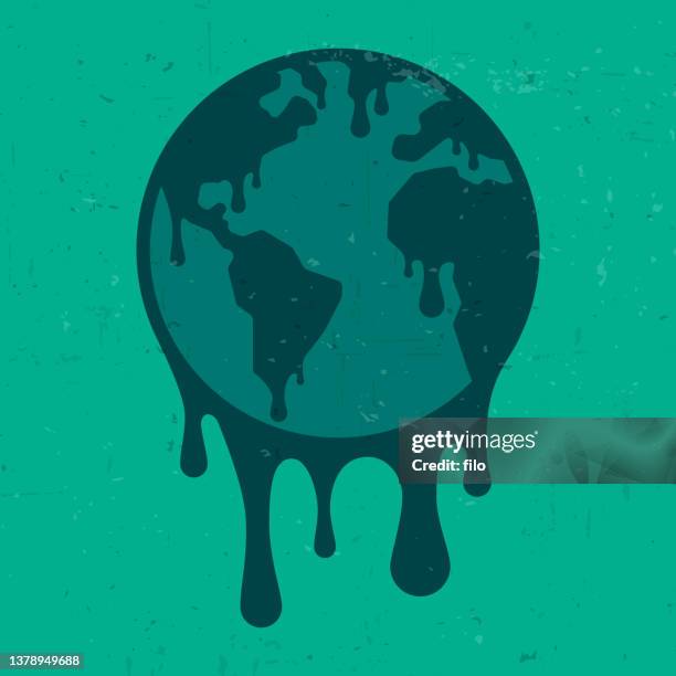earth day klimawandel melting planet globe - schmelzen stock-grafiken, -clipart, -cartoons und -symbole