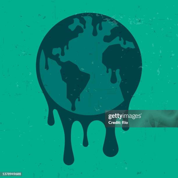 bildbanksillustrationer, clip art samt tecknat material och ikoner med earth day climate change melting planet globe - klimatförändring