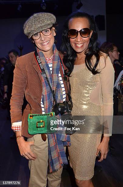 Ines de La Fressange and Vincent McDoom attend the Franck Sorbier: Front Row - Paris Fashion Week Haute Couture S/S 2012 at the Pavillon Vendome on...