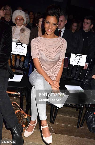 Shy'm attends the Franck Sorbier: Front Row - Paris Fashion Week Haute Couture S/S 2012 at the Pavillon Vendome on January 25, 2012 in Paris, France.