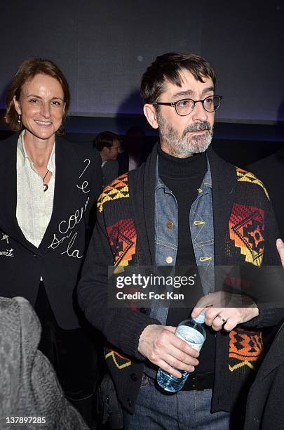 Marie Laure de Villepin and Franck Sorbier attend the Franck Sorbier: Front Row - Paris Fashion Week Haute Couture S/S 2012 at the Pavillon Vendome...