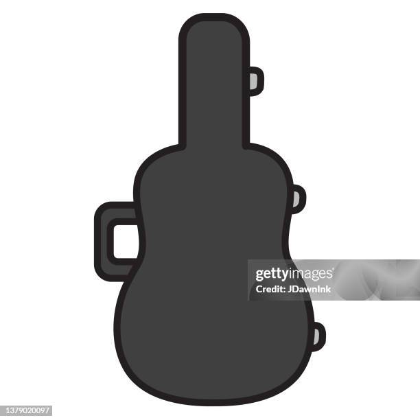 music store instrument guitar case thin line icon on white background - editable stroke - musical instrument case stock illustrations
