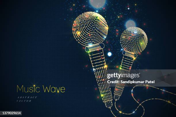 bright music poster with microphone of glitter place for text. - microphone 幅插畫檔、美工圖案、卡通及圖標