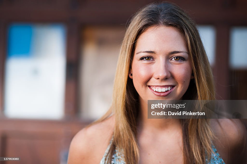 Teenage girl with joyful expression