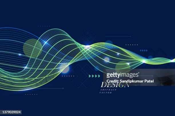 ilustraciones, imágenes clip art, dibujos animados e iconos de stock de fondo abstracto de vector moderno con ondas dinámicas. - ancho