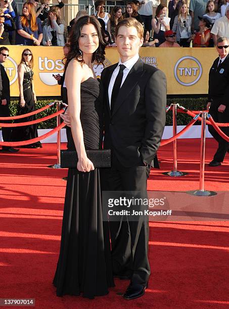 Actress Courtney Vogel and actor Mike Vogel arrive at the 18th Annual Screen Actors Guild Awards held at The Shrine Auditorium on January 29, 2012 in...