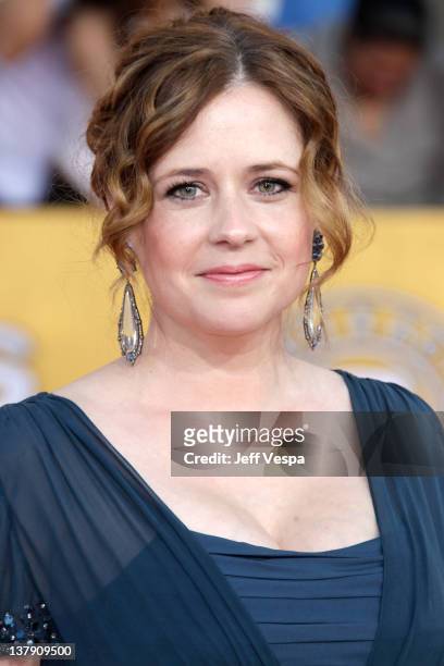 Actress Jenna Fischer arrives at the 18th Annual Screen Actors Guild Awards held at The Shrine Auditorium on January 29, 2012 in Los Angeles,...