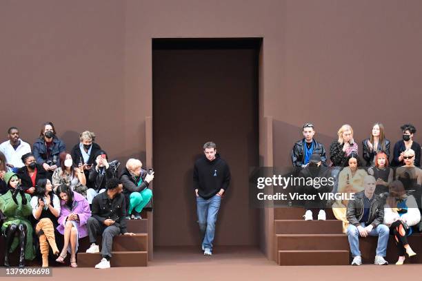 Fashion designer Jonathan Anderson walks the runway during the Loewe Ready to Wear Fall/Winter 2022-2023 fashion show as part of the Paris Fashion...