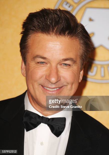 Actor Alec Baldwin poses in the press room at the 18th Annual Screen Actors Guild Awards held at The Shrine Auditorium on January 29, 2012 in Los...