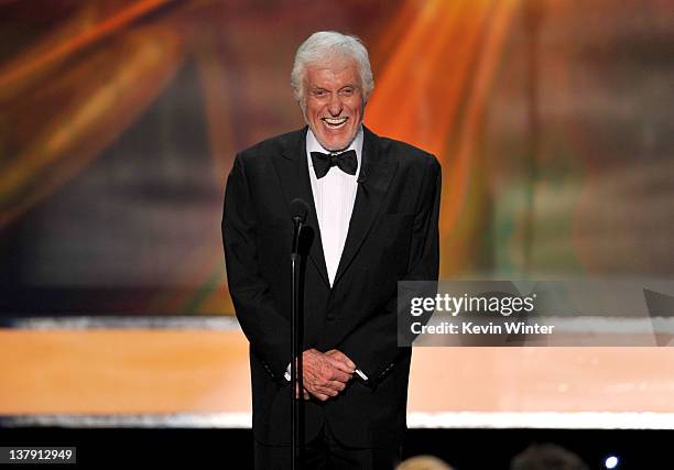 Actor Dick Van Dyke speaks onstage during the 18th Annual Screen Actors Guild Awards at The Shrine Auditorium on January 29, 2012 in Los Angeles,...