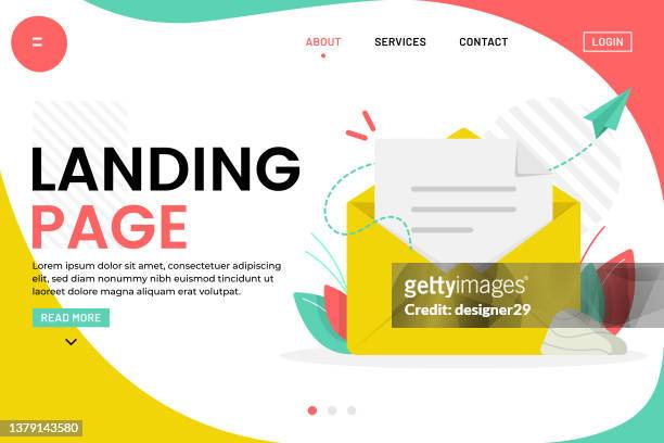 newsletter and email subscribe landing page template vector design. - mailbox stock illustrations