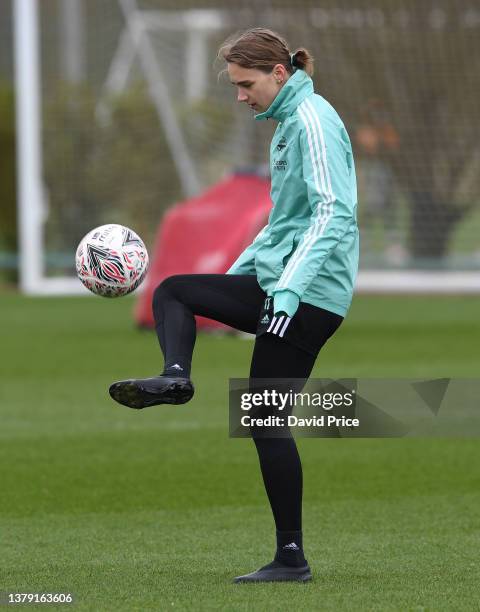 Vivianne Miedema of Arsenal during the Arsenal Women's training session at London Colney on March 04, 2022 in St Albans, England.
