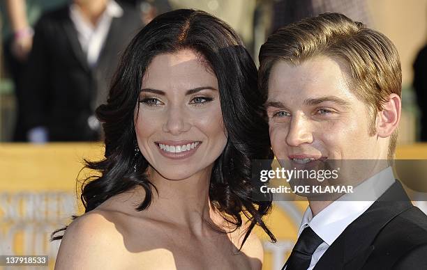 Actor Michael Vogel and Courtney Vogel arrive to the 18th Annual Screen Actors Guild Awards at the Shrine Auditorium in Los Angeles, California on...