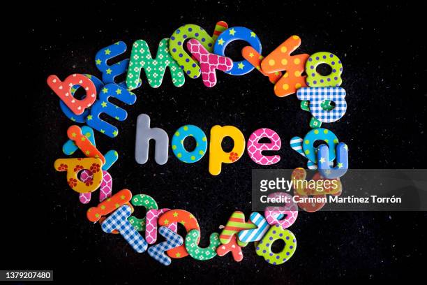 metal letters forming the word "hope". - hope word stock pictures, royalty-free photos & images