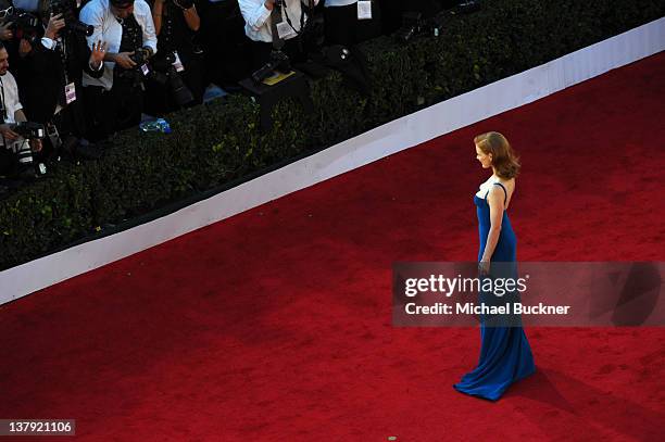 Actress Jessica Chastain arrives at The 18th Annual Screen Actors Guild Awards broadcasted on TNT/TBS at The Shrine Auditorium on January 29, 2012 in...