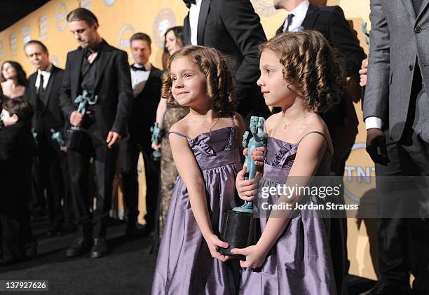 Actresses Josie Gallina and Lucy Gallina - Winners for Ensemle in a Drama Series for "Boardwalk Empire" - attend The 18th Annual Screen Actors Guild...