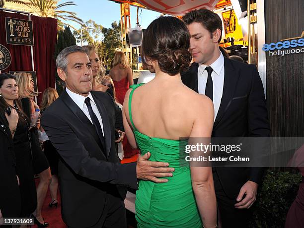 Actors George Clooney, Emily Blunt and John Krasinski arrive at The 18th Annual Screen Actors Guild Awards broadcast on TNT/TBS at The Shrine...