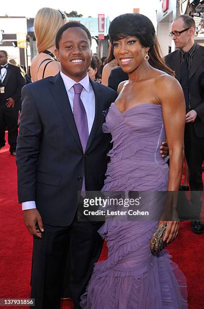 Actress Regina King and son Ian Alexander Jr arrive at The 18th Annual Screen Actors Guild Awards broadcast on TNT/TBS at The Shrine Auditorium on...