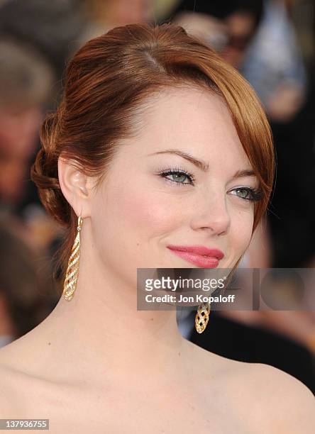 Actress Emma Stone arrives at the 18th Annual Screen Actors Guild Awards held at The Shrine Auditorium on January 29, 2012 in Los Angeles, California.