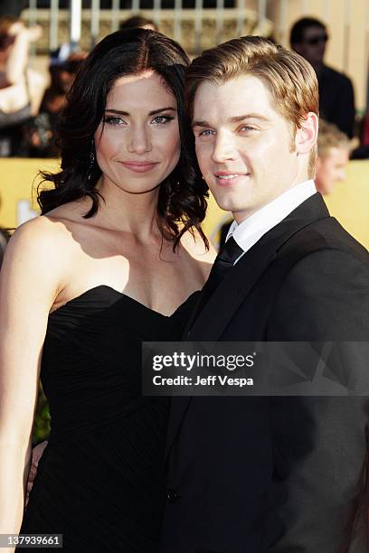 Actor Mike Vogel and Courtney Vogel arrive at the 18th Annual Screen Actors Guild Awards held at The Shrine Auditorium on January 29, 2012 in Los...