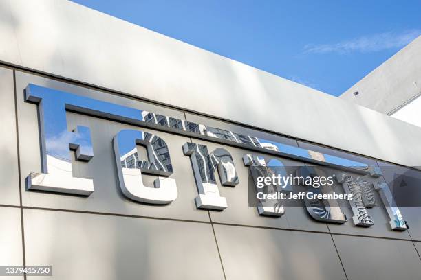 Miami, Florida, Ferrari dealership sign on exterior.