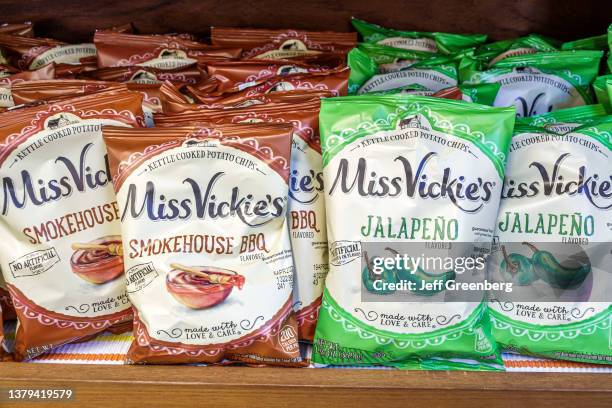 Miami, Florida, Miss Vickie's kettle cooked potato chips in jalapeno, smokehouse BBQ flavor.
