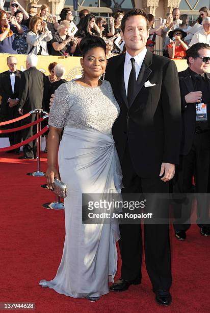 Actress Octavia Spencer and Josh Hopkins arrive at the 18th Annual Screen Actors Guild Awards held at The Shrine Auditorium on January 29, 2012 in...