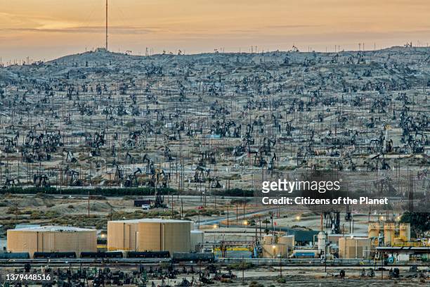 Kern River Oil Field in Bakersfield, is the third largest oil field in California and is the densest operational oil development in the state, with...