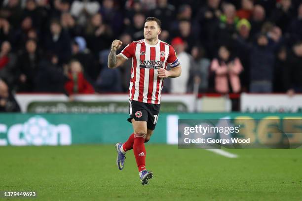 Billy Sharp of Sheffield United celebrates after opening the scoring during the Sky Bet Championship match between Sheffield United and Nottingham...