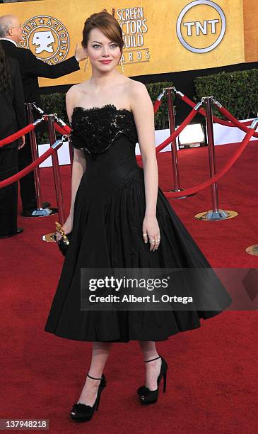 Actress Emma Stone arrives for the 18th Annual Screen Actors Guild Awards - Arrivals held at The Shrine Auditorium on January 29, 2012 in Los...