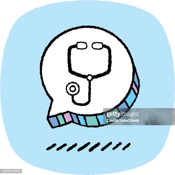 stethoscope speech bubble doodle 4 - low blood pressure cartoon stock illustrations